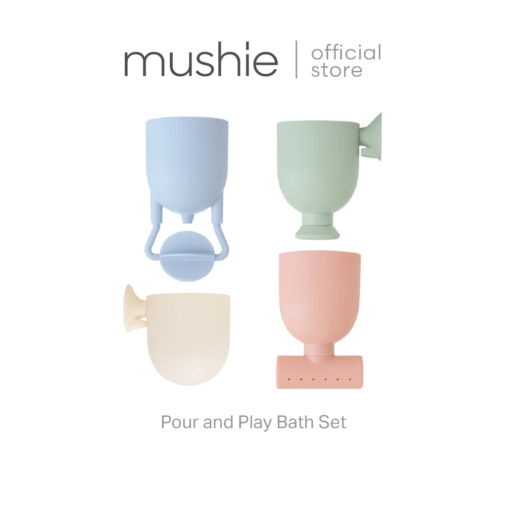 Mushie Pour and Play Bath Set ของเล่นอาบน้ำ กรวยเทน้ำ