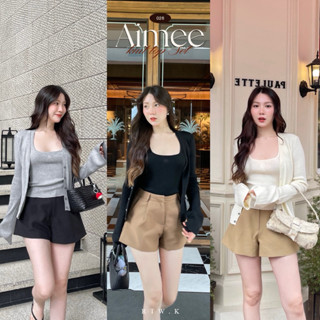 'Aimee Knit Top' - Set 2 ชิ้น เสื้อกล้าม+เสื้อคาร์ดิแกนแขนนย…