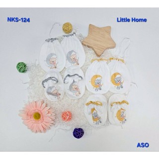 Sale ถุงมือถุงเท้า สีขาว เด็กแรกเกิด ผ้านิ่ม ยืด ไม่รัดข้อมื…