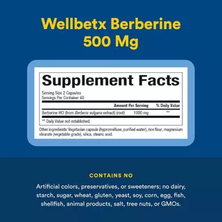 Natural Factors WellBetX Berberine, 1000mg Per 2 Capsules , 120 Capsules (No.3132)