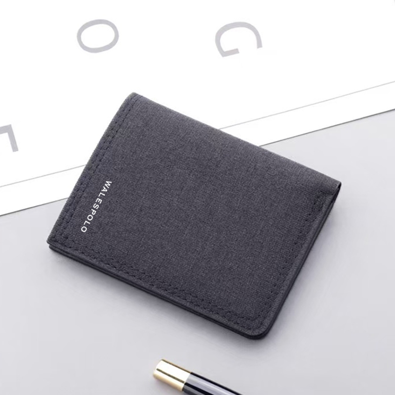 กระเป๋าสตางค์ผ้าแคนวาสบางเฉียบอินเทรนด์สําหรับผู้ชาย - กระเป๋าใส่บัตรแบบพับสั้นบางสําหรับนักเรียนและเยาวชน - รูปที่ 5