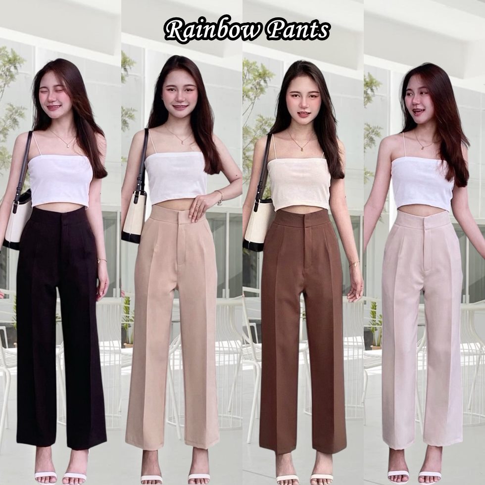 กางเกงขากระบอกกลางเอวสูง ผ้าเรนนี่ ใส่สบาย เหมาะคนตัวเล็กถึงไซส์ใหญ่