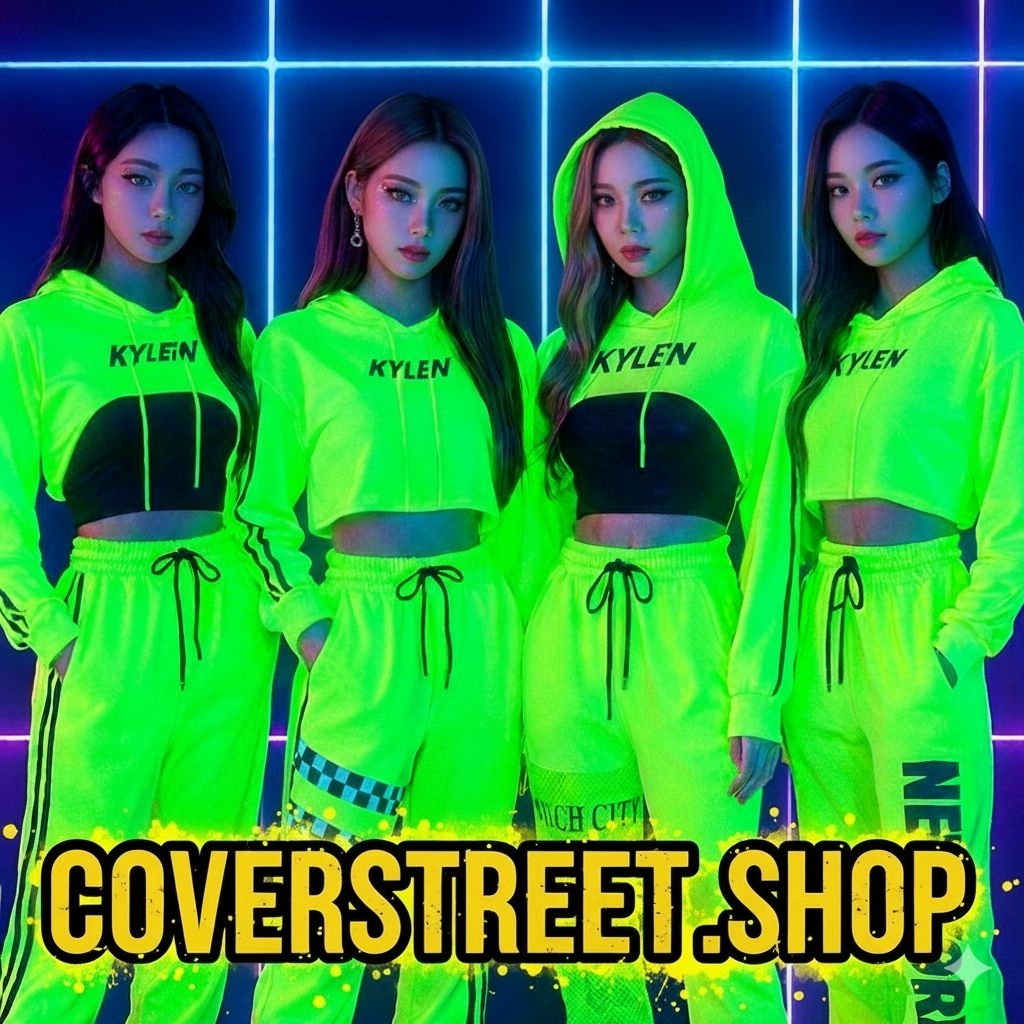 💚coverstreet🚦 พร้อมส่งจากไทย ชุดนีออน เสื้อนีออน +กางเกงนีออน สีเขียว เต้นCoverเกาหลี ปาร์ตี้นีออน คัลเลอร์ฟูล KL