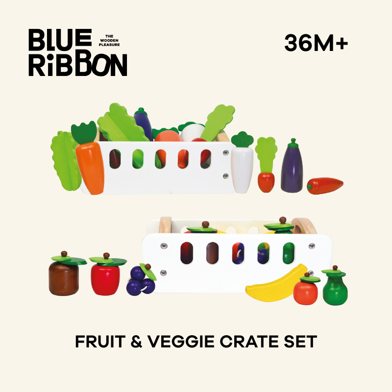 Blue Ribbon Toys - FRUIT & VEGGIE CRATE SET ชุดเซ็ทตะกร้าผักและผลไม้