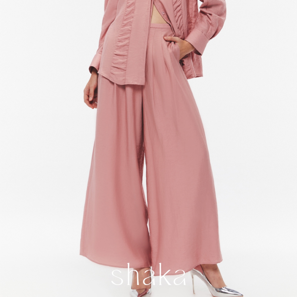 SS25 Shaka Bloom Pants กางเกงขายาว ทรงปลายขากว้าง ด้านหน้าจับจีบซ้อนกันสามจีบ (PINK) PN-8250119 — صورة 6