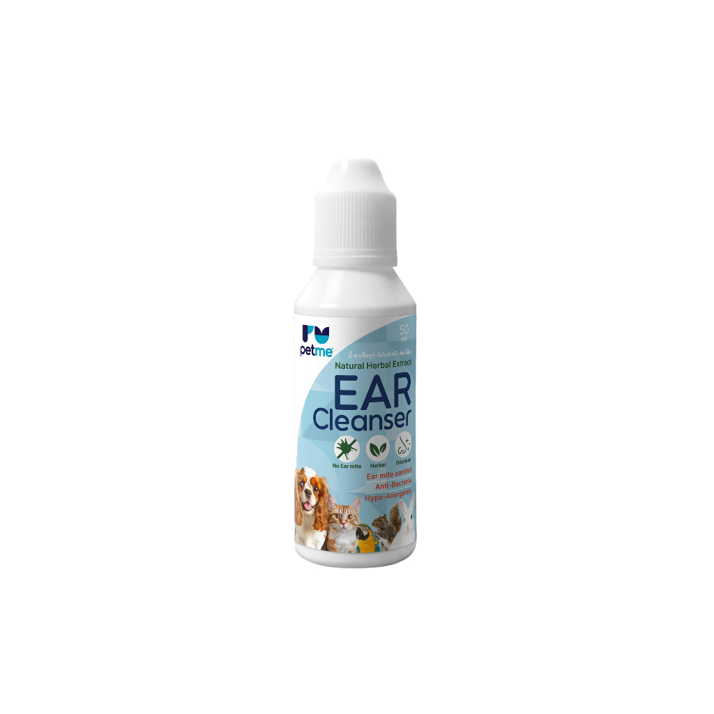 น้ำยาเช็ดหูสุนัข แมว สูตรสมุนไพร ลดกลิ่นอับ ช่วยลดการสะสมของเชื้อรา | Petme Ear Cleanser