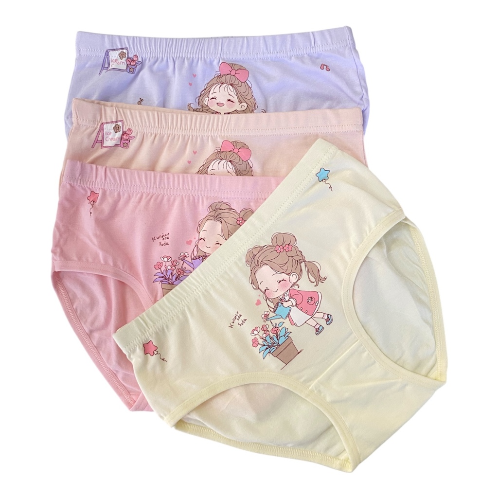 กางเกงในเด็กผู้หญิง 1 แพ็ค 4 ชิ้น กางเกงในผ้าฝ้าย ผ้านุ่มใส่สบาย ใส่ได้ตลอดทั้งวัน - รูปที่ 2