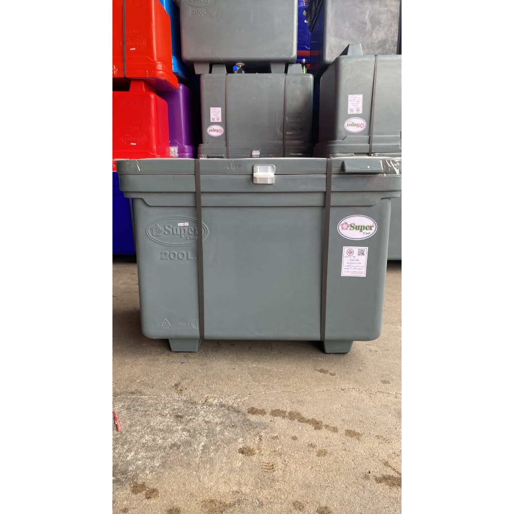 ถังแช่น้ำแข็ง ถังน้ำแข็งสีเทา Super Cool ทนทานต่อการใช้งาน ใช้งานได้ยาวนาน เก็บความเย็นได้ดี