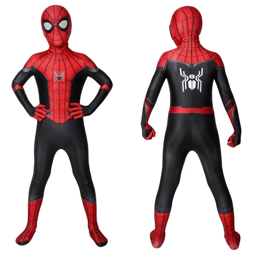 เด็กชาย Spiderman Cosplay ชุดสำหรับคริสต์มาส ฮัลโลวีน ซุปเปอร์ฮีโร่ Miles Morales Spider Man Zentai 