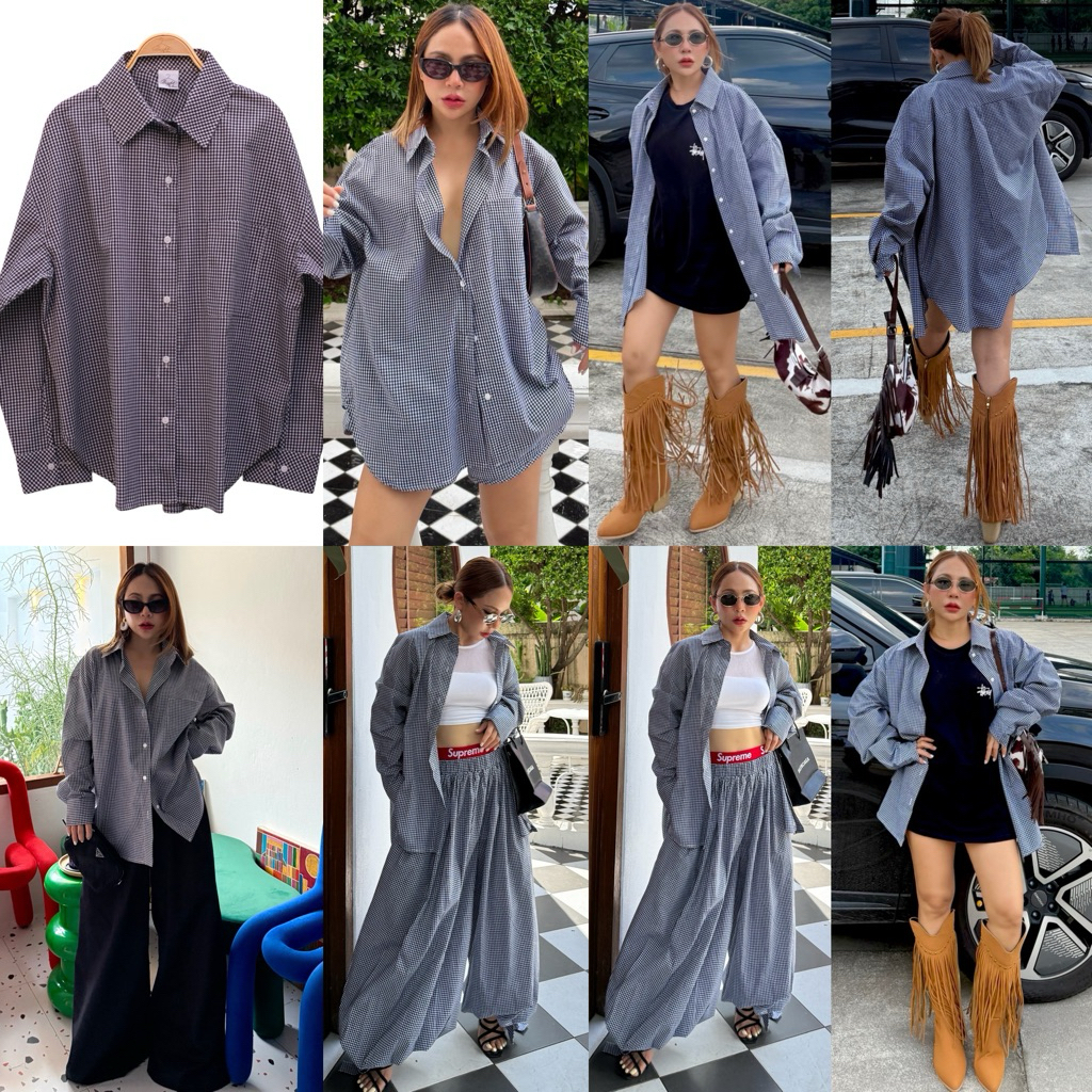 Bright by Aruna:บอยเฟรนส์เชิ้ตรุ่นผ้าตารางสก๊อตเล็กอก50“60” - รูปที่ 4