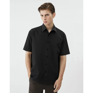 DAPPER เสื้อเชิ้ตแขนสั้น Textured Seersucker Shirt สีดำ (BCS/BK/586LS1)