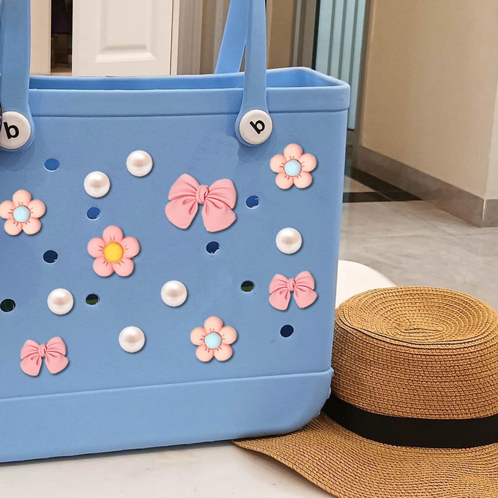 อุปกรณ์เสริมกระเป๋าชายหาด จี้ผีเสื้อและดอกไม้แบบถอดได้ DIY Beach Totes ตกแต่งสําหรับ Bogg กระเป๋าผู้หญิง เฉพาะตกแต่งกระเ