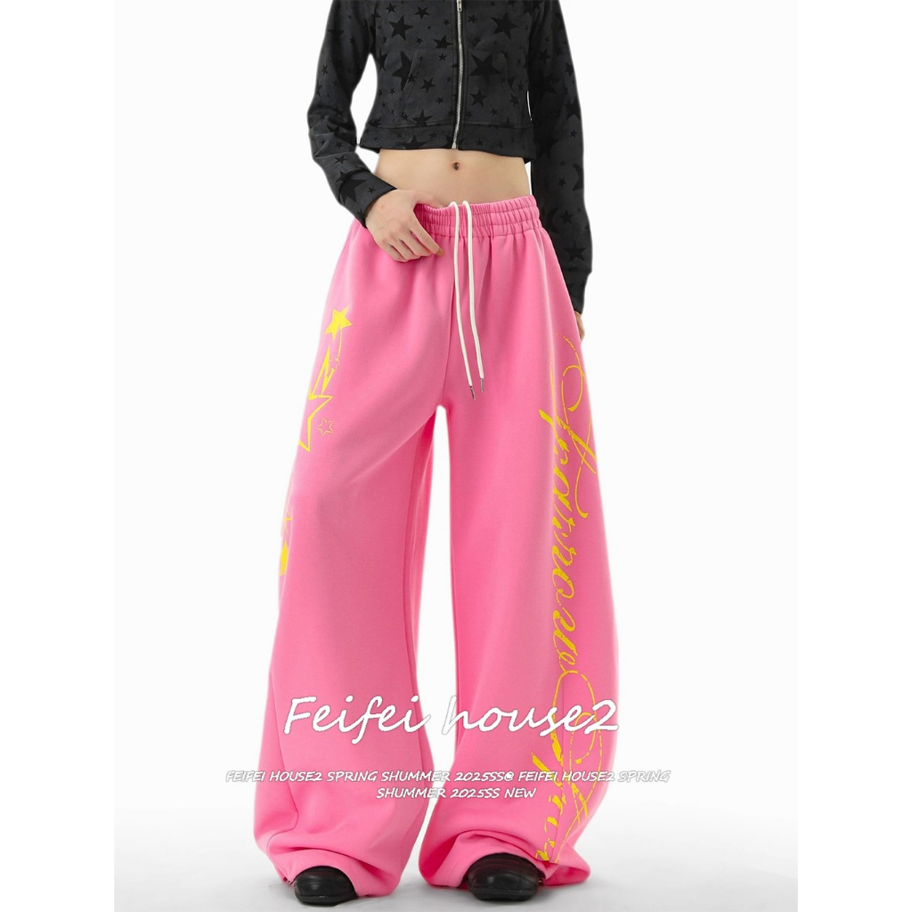 [Hip-hop print casual wide-leg pants]กางเกงขากว้างพิมพ์ลายสไตล์ยุโรปและอเมริกันลำลองสำหรับฤดูร้อน