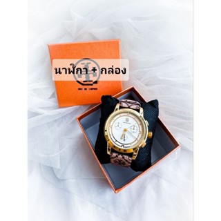 นาฬิกาแฟชั่น สายแคนวาสสีน้ำตาลรุ่นใหม่ + กล่อง