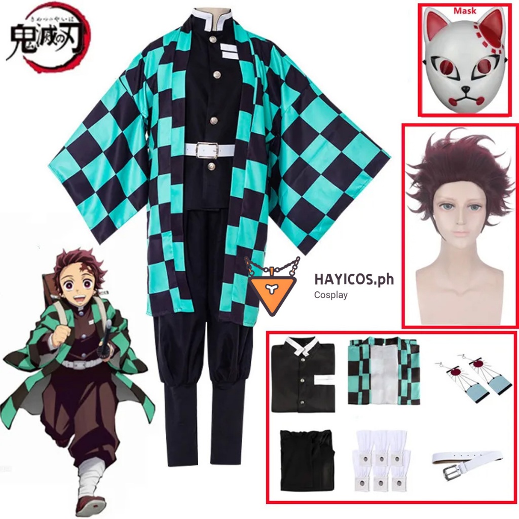 Demon Slayer Tanjirou Kamado Costume Anime Cosplay Men Uniform Halloween Party Clothes Adult Kids ราคา ถูกที่สุด ดีลบีเคเค แกลเลอรีภาพที่ 8