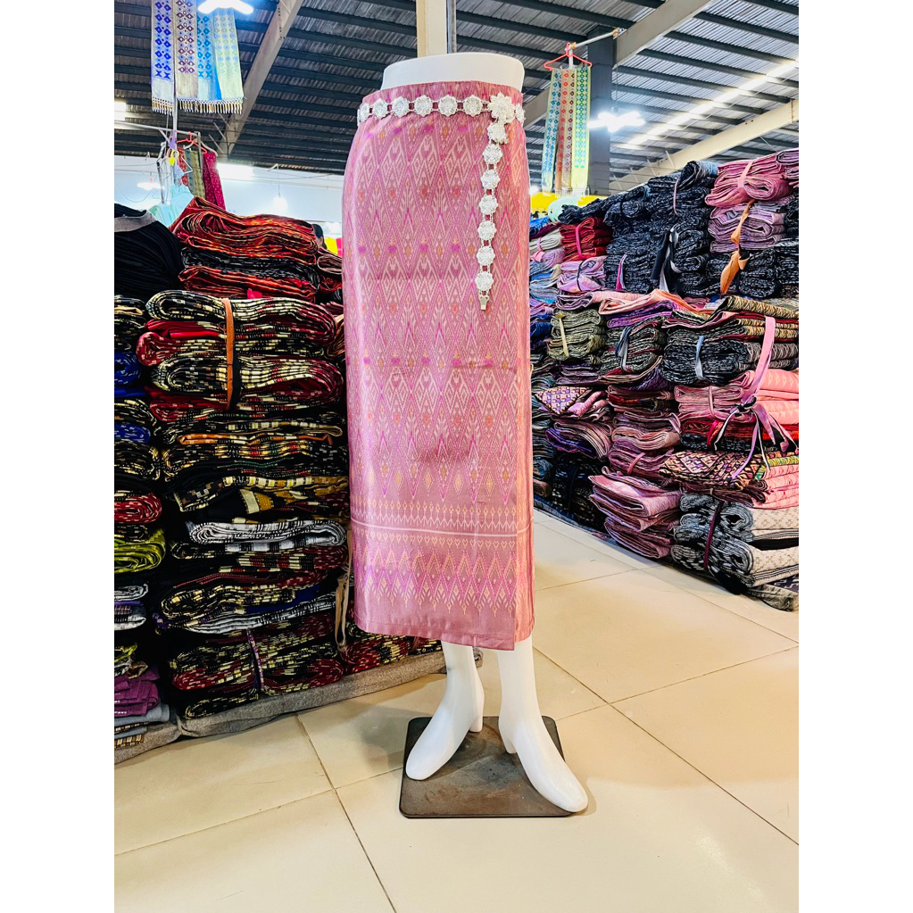 มัดหมี่ไหมเกษตร ผ้าถุงอัดกาว ผ้าถุงตัดสำเร็จ ลายข้าวหลามตัด ปลีก-ส่ง
