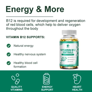 Lukaree Vitamin B12 Capsules พรีเมียม วิตามินบี 12 เสริมภูมิคุ้มกัน พลังงาน สมาธิ และความมีชีวิตชีวา