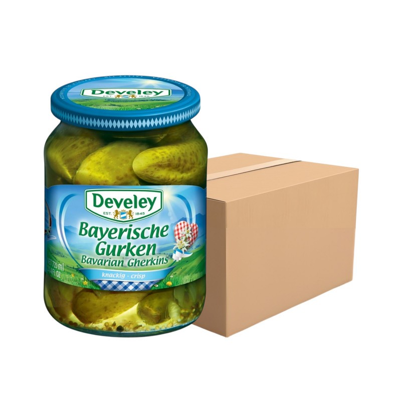 Develey (ดิวีเลย์) Bavarian Gherkins แตงกวาดองใหญ่ ตราดีวีเลย์ ขนาด 670 กรัม