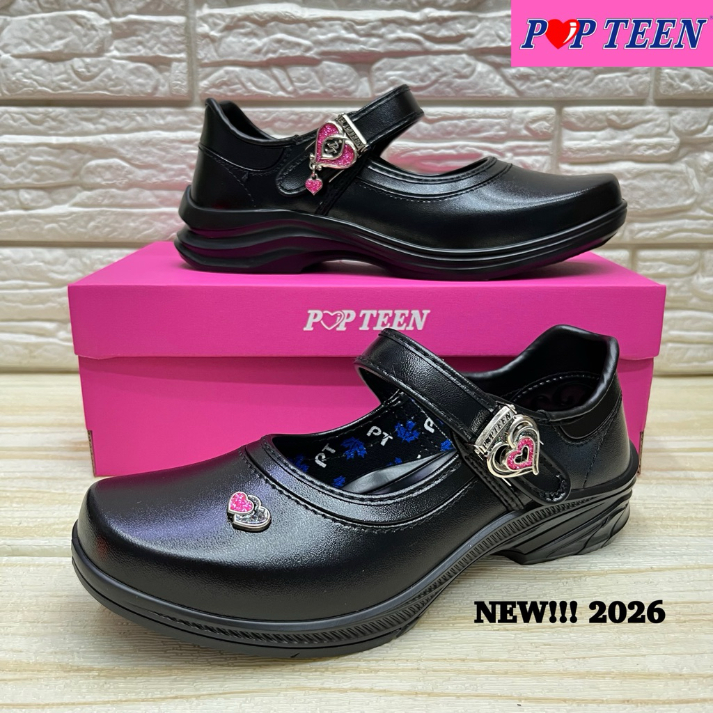 POPTEEN รองเท้านักเรียนหญิง ป๊อบทีน รุ่น PT 2024 / POP 2026 (ไซส์ 30-42) พร้อมบิลเบิกโรงเรียน