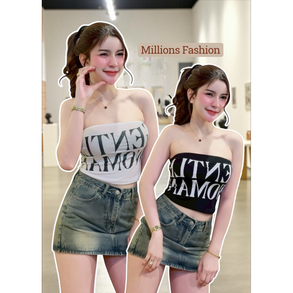 ✨Kaidee99✨ เสื้อครอป เกาะอก สกรีน GENTLE  ผ้าเรย่อน