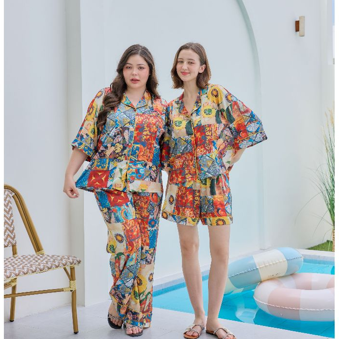 ชุดนอน Muslin Pajamas Silk Satinรุ่น Picasso(W330 V330 L330 K330 R330)|ชุดนอนผู้หญิง,ชุดนอนชุดเที่ยว
