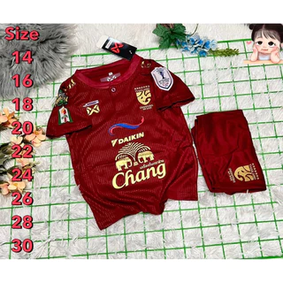 ชุดแฟนบอลชุดกีฬาเด็กทีมไทย เสื้อพร้อมกางเกง ผ้าคุณภาตดีนิ่มใส่สบายใส่แล้วไม่ระคายเคืองต่อผิว