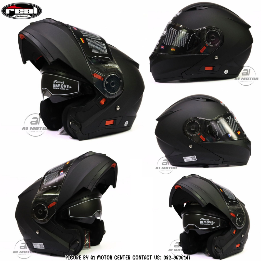 หมวกกันน็อคยกคาง Real รุ่น Storm Eagle หมวกกันน็อคเต็มใบยกคาง ถอดซักได้ รองรับการติดตั้ง Bluetooth มาตรฐาน มอก.และ ECE