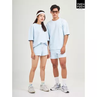 YuenPuen ยืนพื้น กางเกงขาสั้น 14 สี รุ่น French Terry ผ้าเกล็ดปลา ยืดหยุ่น นุ่มอยู่ทรง ใส่สบาย