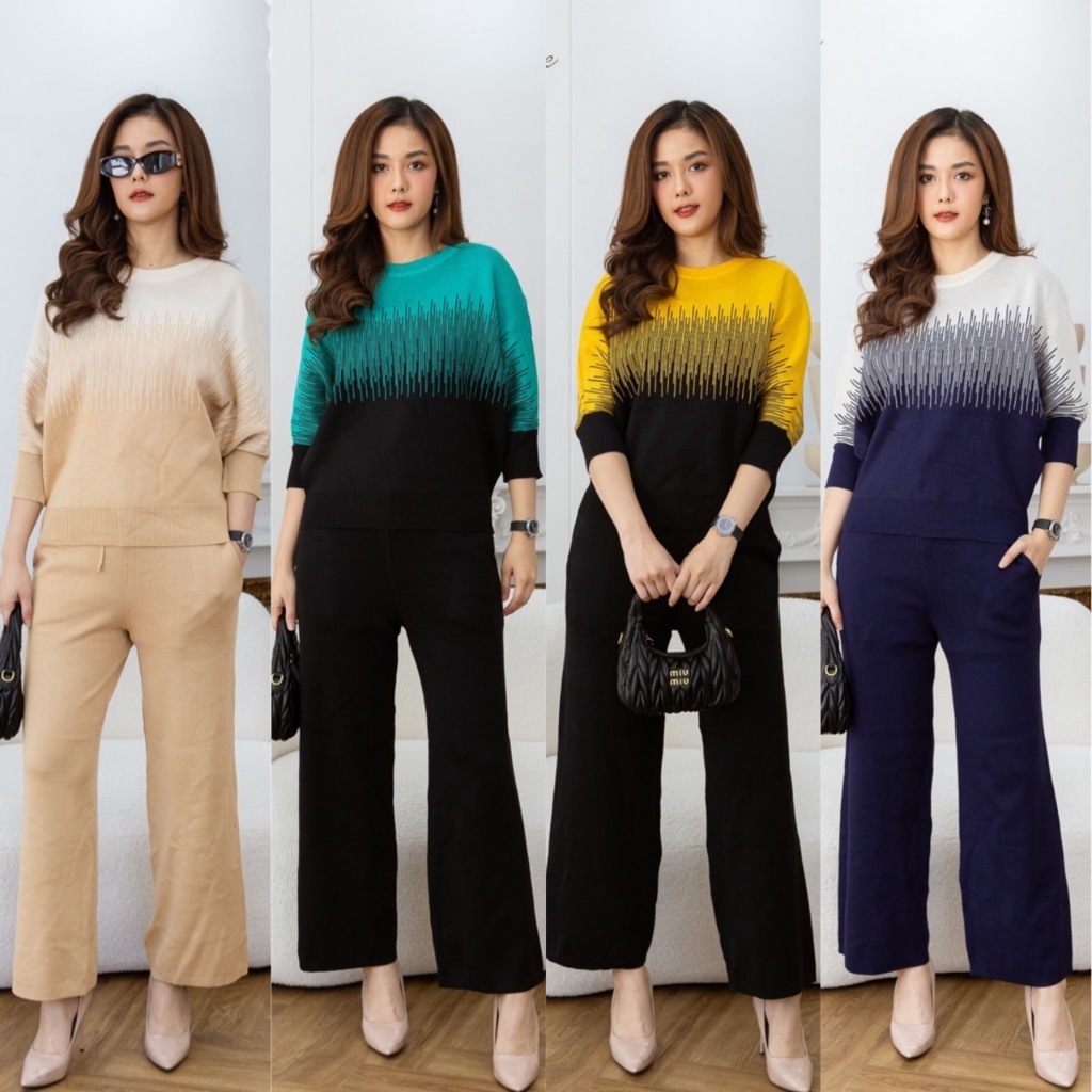 Cutie minute NS1121  ชุดเซ็ทไหมพรมเนื้อหนาเกรดพรีเมี่ยม ผ้ายืดได้ทั้งตัว