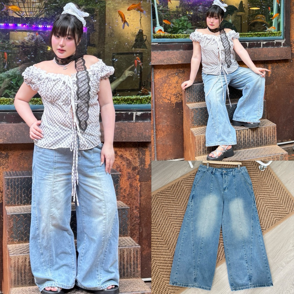 กางเกงยีนส์ขายาว กางเกงยีนส์ ทรงBaggy jeans งานป้ายWalarat Plussize เอว34-46นิ้ว