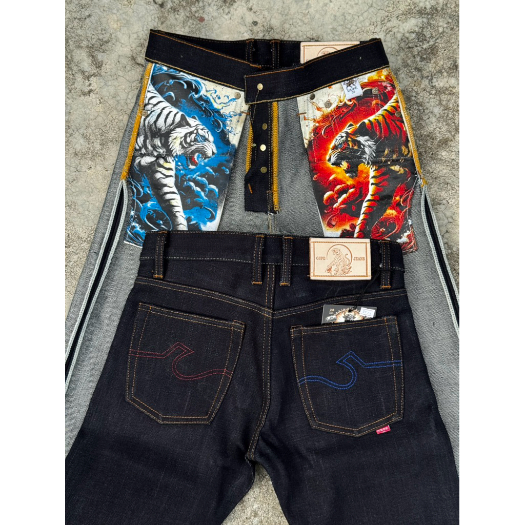 GUPEJEANS 26oz รุ่นพยัคฆ์ ผ้าSlub สี Dark Indigo หนาโดนใจสายโหด