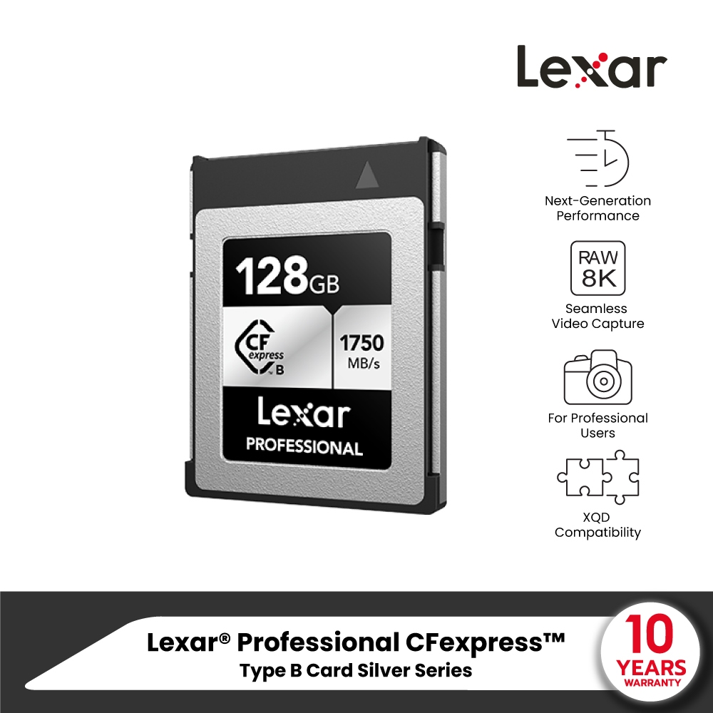 Lexar Professional CFexpress Type B128GB (ซีเอฟเอ็กเพรสการ์ด) RW1750/1300MB/s RAW 8K XQD® compatible