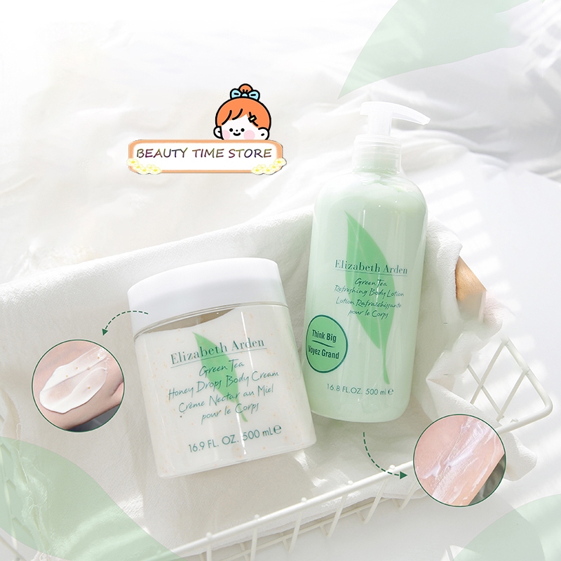 ช่วยให้ผิวรู้สึกชุ่มชื้นและเรียบเนียน✨Elizabeth Arden Green Tea Honey Drops Body Cream / Body Lotion 500ml.