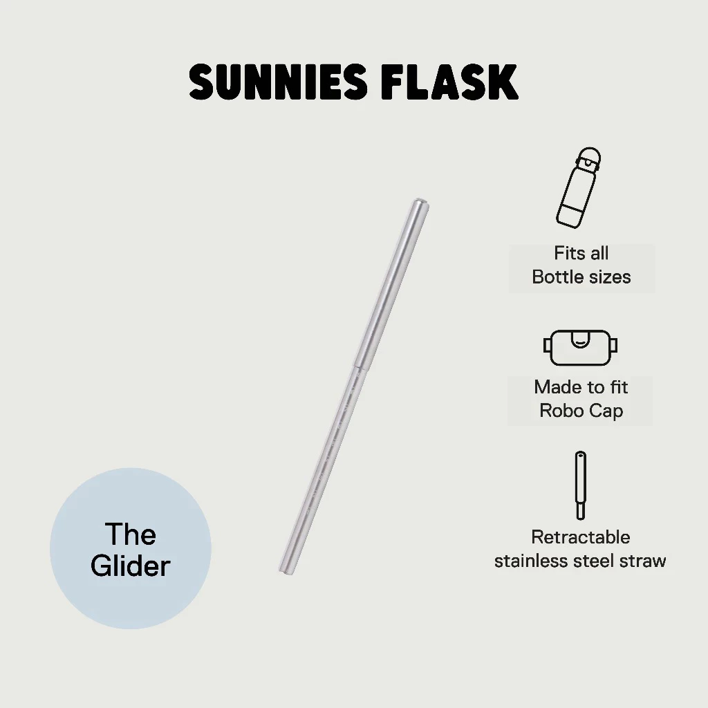 Sunnies Flask Robo Cap Glider - CHROME (หลอดสแตนเลสแบบพับได้ สำหรับฝากระบอกน้ำ)