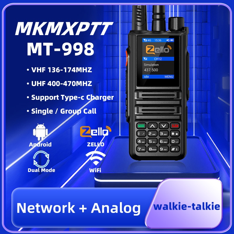 MKMXPTT 2/3/4G POC VHF / UHF Dual Band อินเตอร์คอมเครือข่ายบลูทู ธ Zello 6000mAh ความจุสูงแบตเตอรี่อ