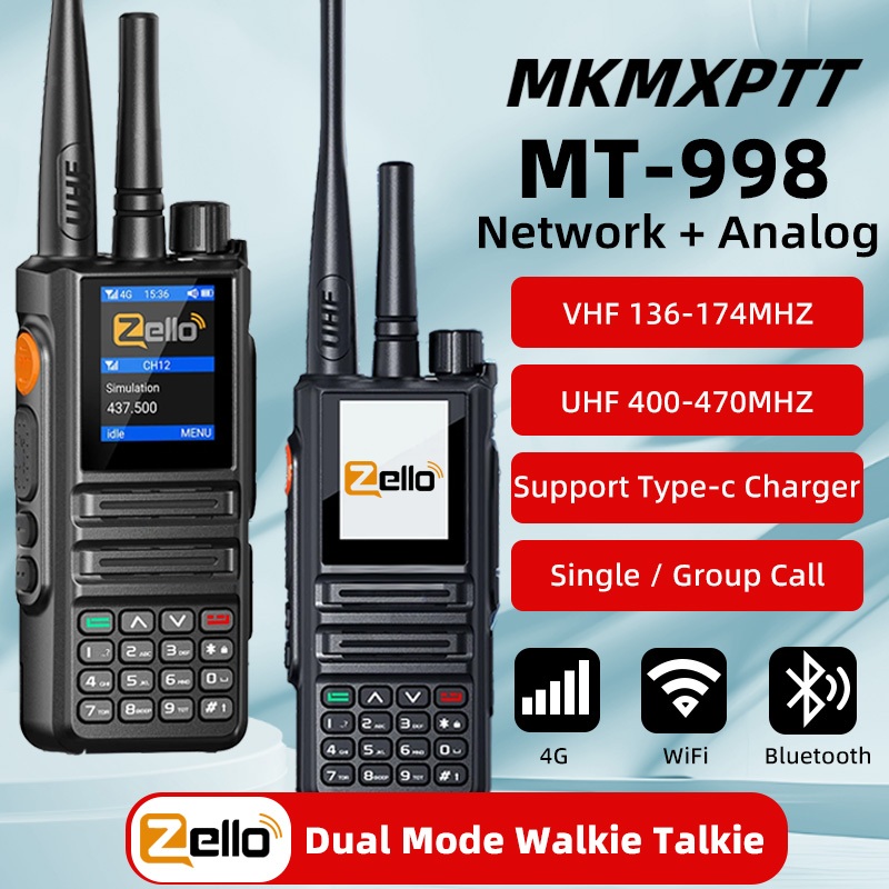 4G POC MKMXPTT MT-998 V/U Dual Band อินเตอร์คอม Zello เครือข่ายบลูทู ธ อินเตอร์คอม 6000mAh 5000km อิ
