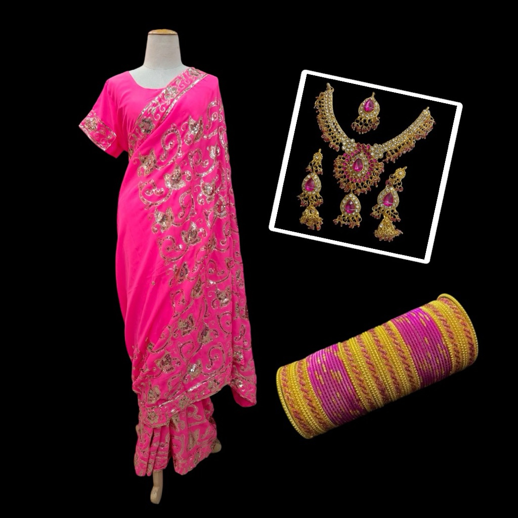 Indian Saree Full Set ชุดส่าหรีอินเดีย ครบเซ็ตพร้อม เครื่องประดับ