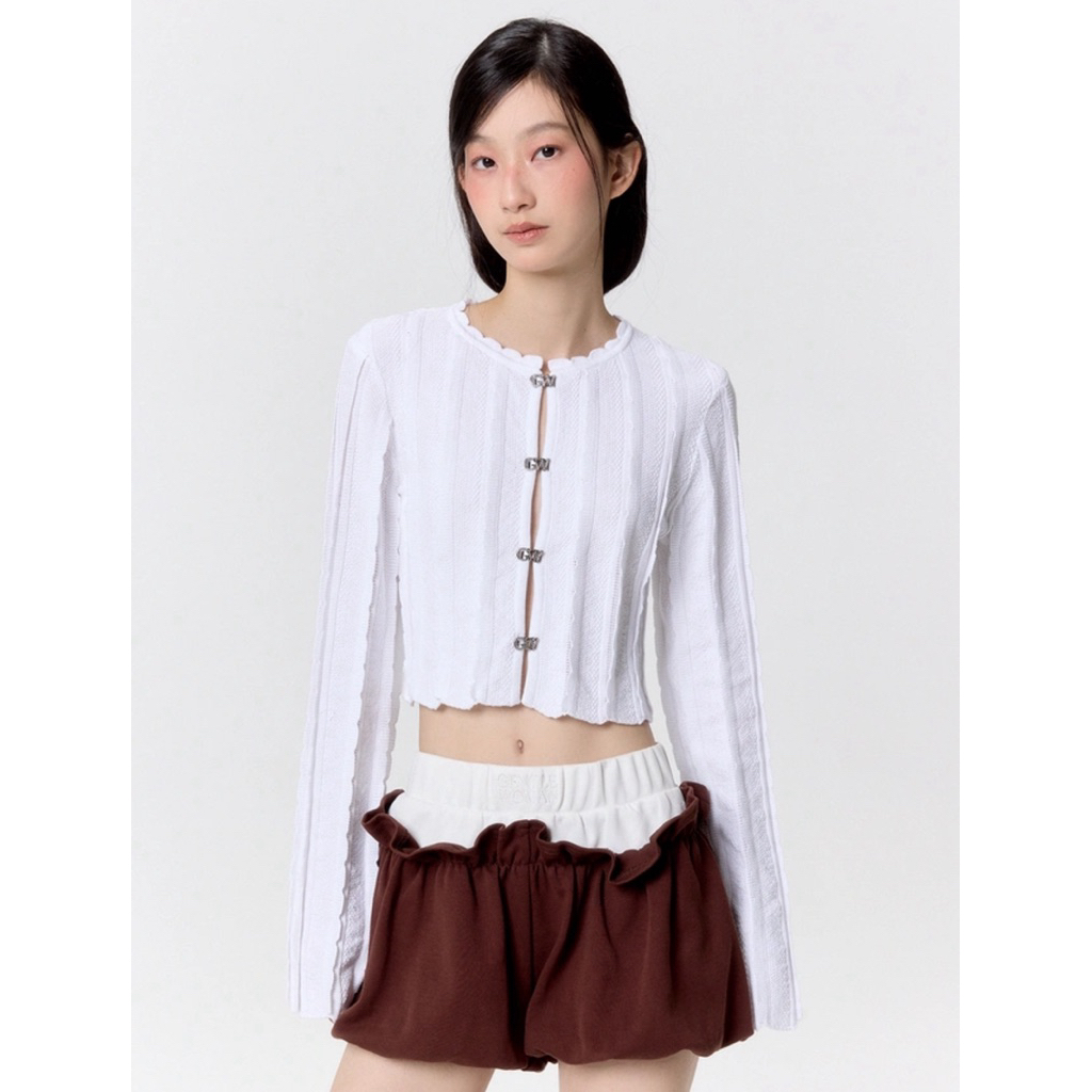 GW RUFFLE CARDIGAN : WHITE XS (รอใส่ 1ครั้งส่งต่อ)