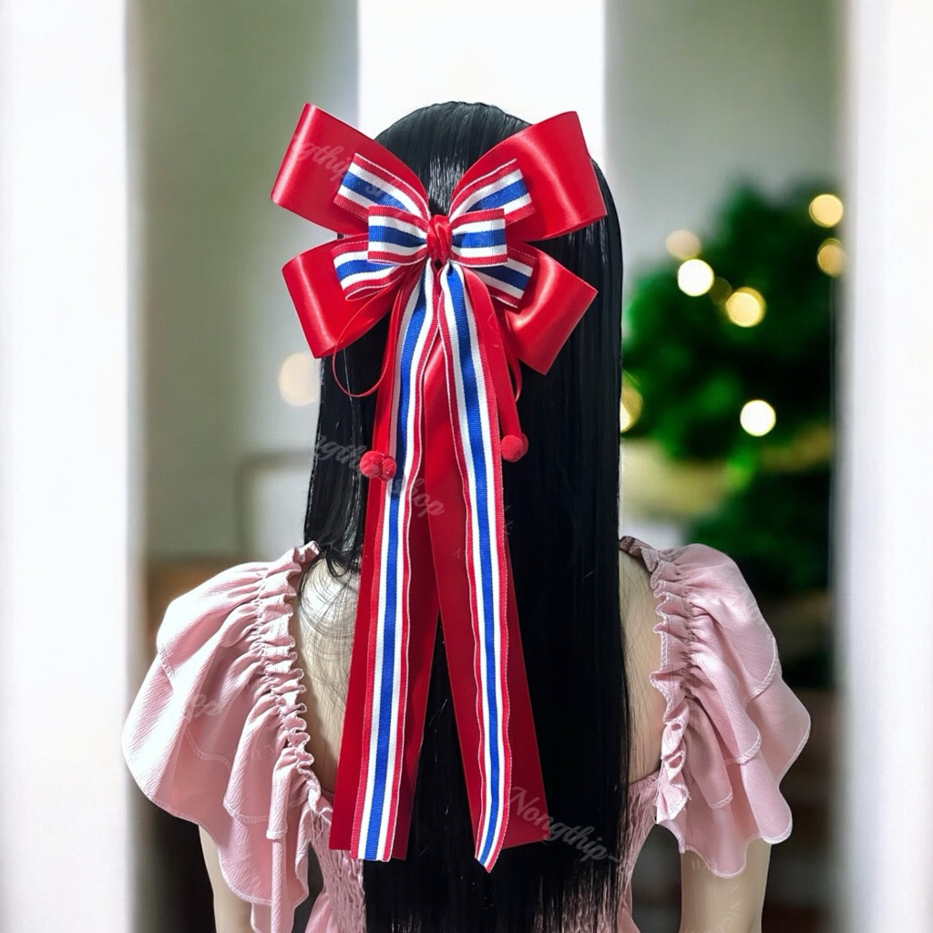 โบว์ธงชาติไทย🇹🇭 🎀🔥พร้อมส่งจากไทยสินค้าถ่ายจากงานจริงพร้อมส่งไทย - รูปที่ 3