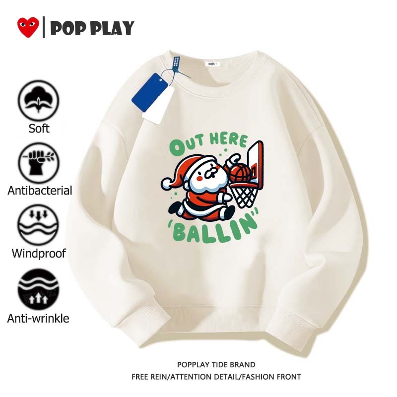 Sweatshirt ผ้าสำลีเกรดพรีเมียม Merry Christmas สุขสันต์วันคริสต์มาส ลายน่ารักการ์ตูน พร้อมส่งจากกทม