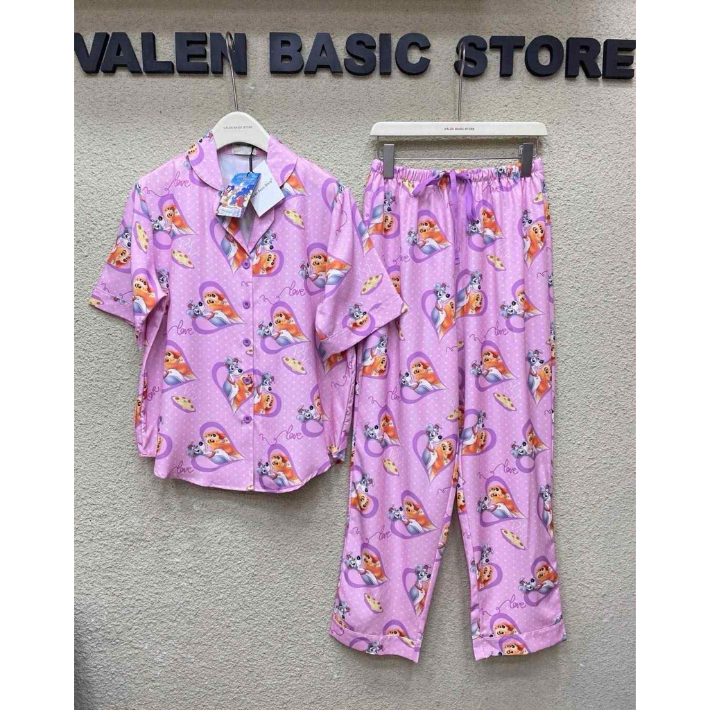 ชุดนอน ขายาว-แขนสั้น อก 42 นิ้ว  ชุดนอนงานป้าย Valen Basic Store สวยลายน่ารักสีสันสดใส