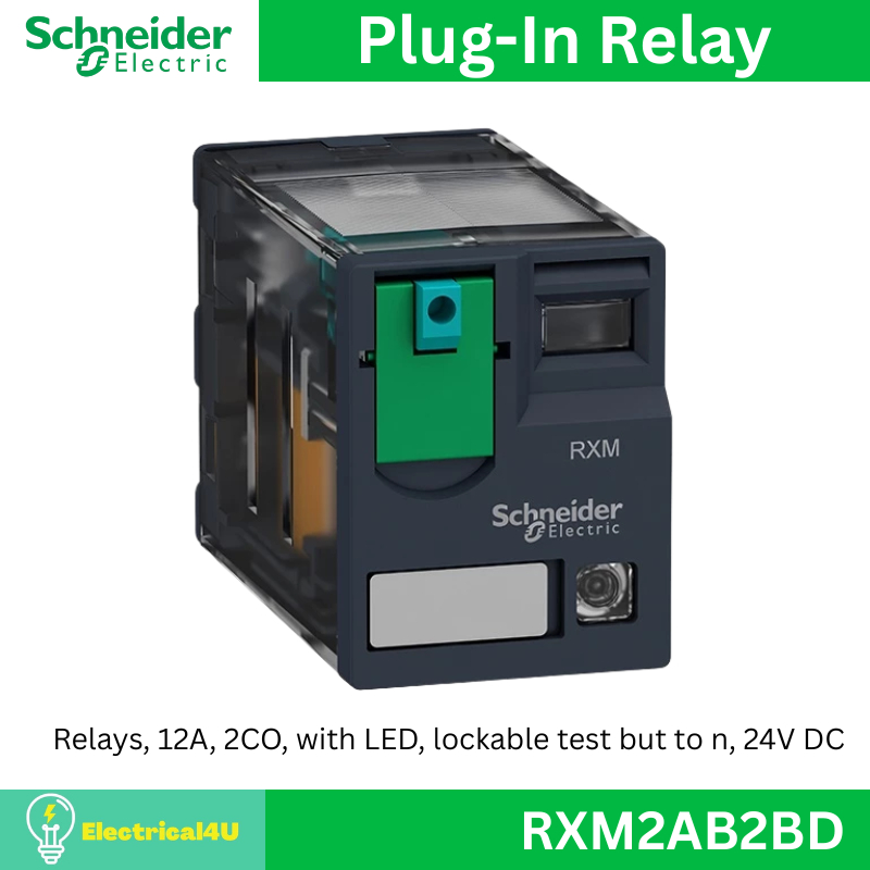 Schneider Electric RXM2AB2BD Plug-In Relay รีเลย์ 2 คอนแทค กระแส 12A Coil 24VDC มีไฟ LED แสดงสถานะ