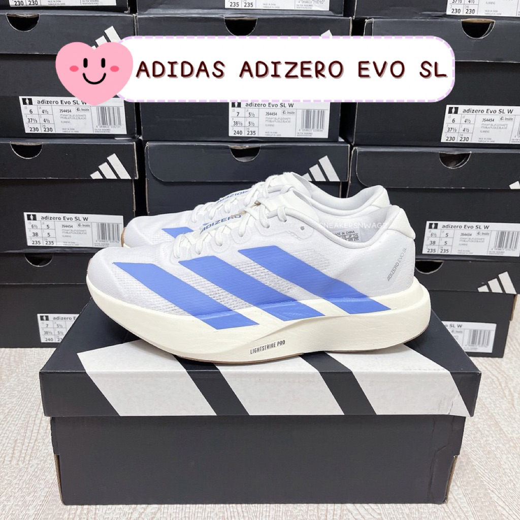 [พร้อมส่ง] รองเท้าวิ่ง ADIDAS ADIZERO EVO SL - (JS4454) Color: Cloud White/Blue Fusion/Off White