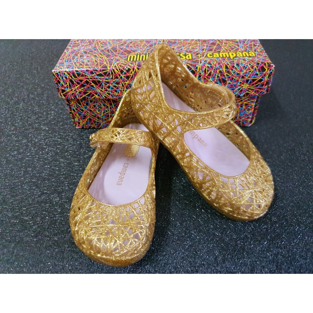 รองเท้าเด็ก Mini Melissa รังนก Golden ไซส์ 13 cm. เบอร์ 7 ส่งต่อมือสองเหมือนใหม่ ไม่มีตำหนิ