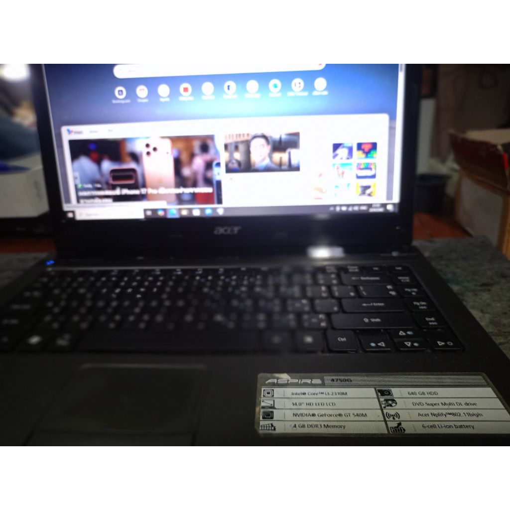 notebook acer aspire 4750g core i3-2310m ram 8 GB ssd 128 GB