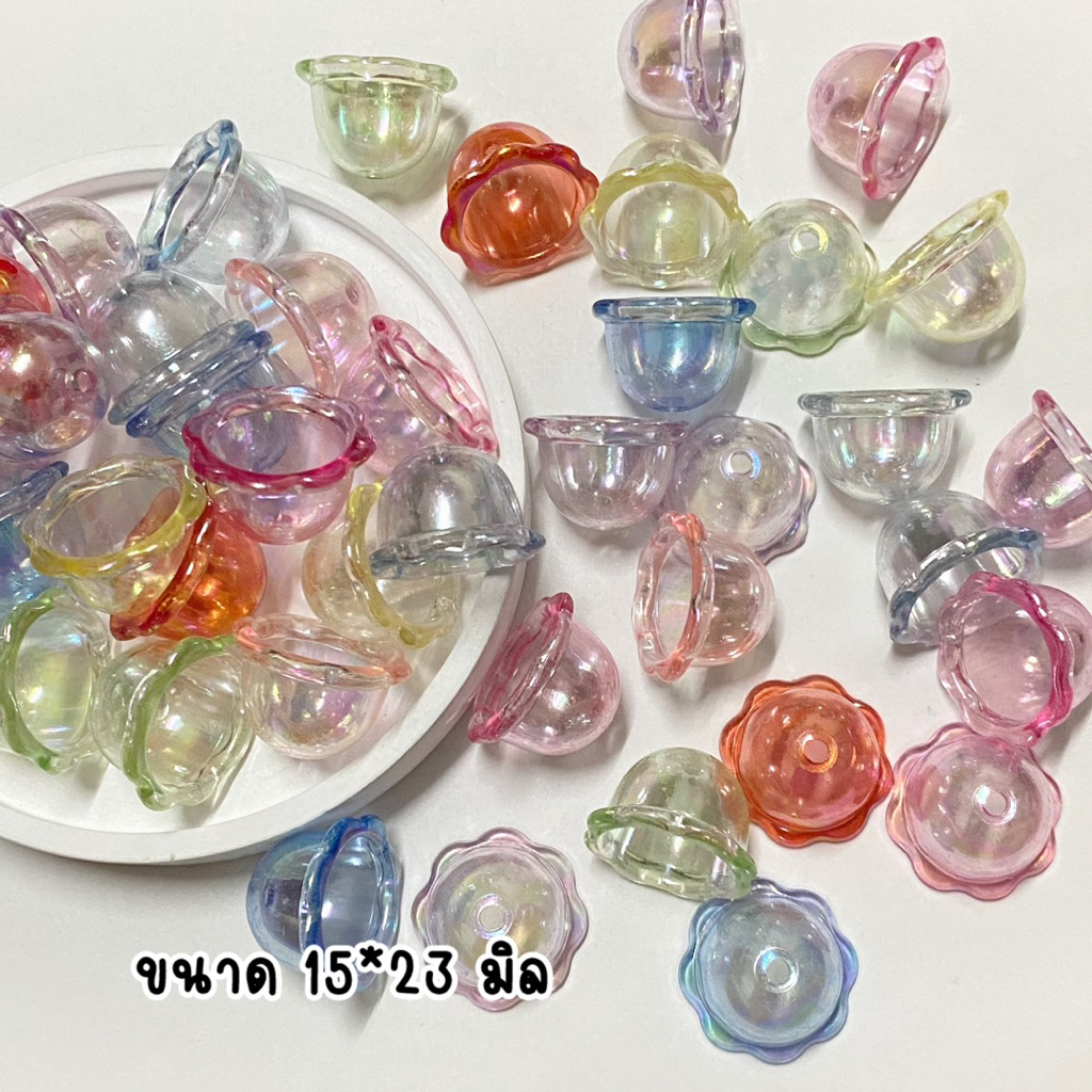 ลูกปัด จี้แมงกะพรุนคละสี ตัวครอบคละสี เคลือบโฮโลแกรม เรืองแสงUV สินค้าพร้อมส่งในไทย