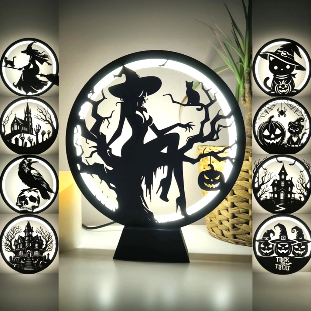 Halloween Lamps Collection โคมไฟตกแต่งฮาโลวีน 👻 LED 3D ปรับแสงได้ ฟักทอง แมว บ้านผี