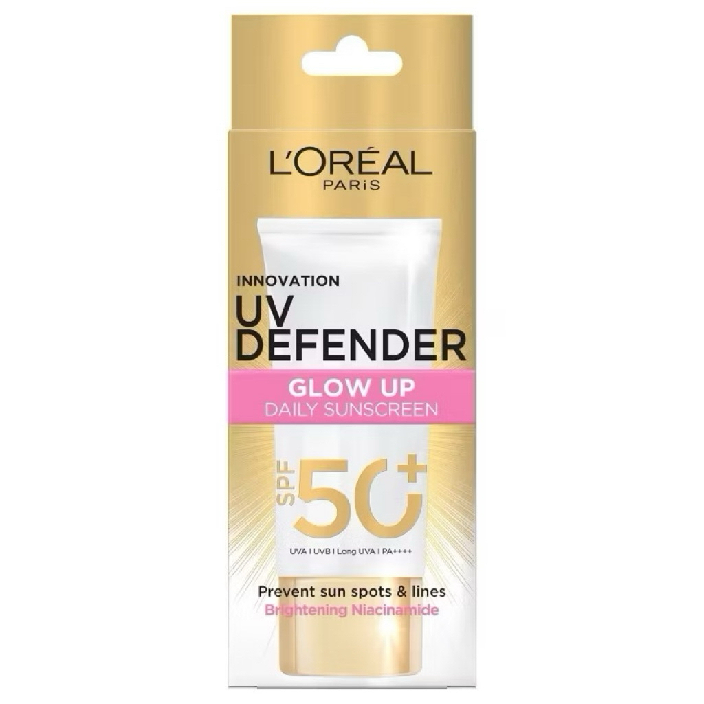 L'OREAL - Paris UV Defender Bright & Clear (Pink) 50 ml.ครีมกันแดดลอรีอัล Loreal Glow up Loreal ครีม