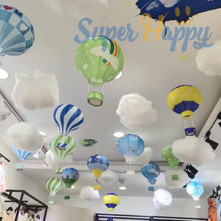 โคมบอลลูนกระดาษ 3D แขวนตกแต่ง ขนาด 30x45cm | โคมไฟกระดาษ บอลลูน DIY สำหรับงานปาร์ตี้
