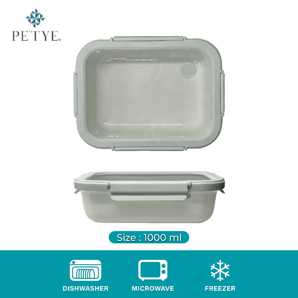 PE'TYE Food Lock 1000 ml. Green กล่องเก็บอาหารเซรามิกสไตล์มินิมอล สีเขียว 1000 ml. - RC30